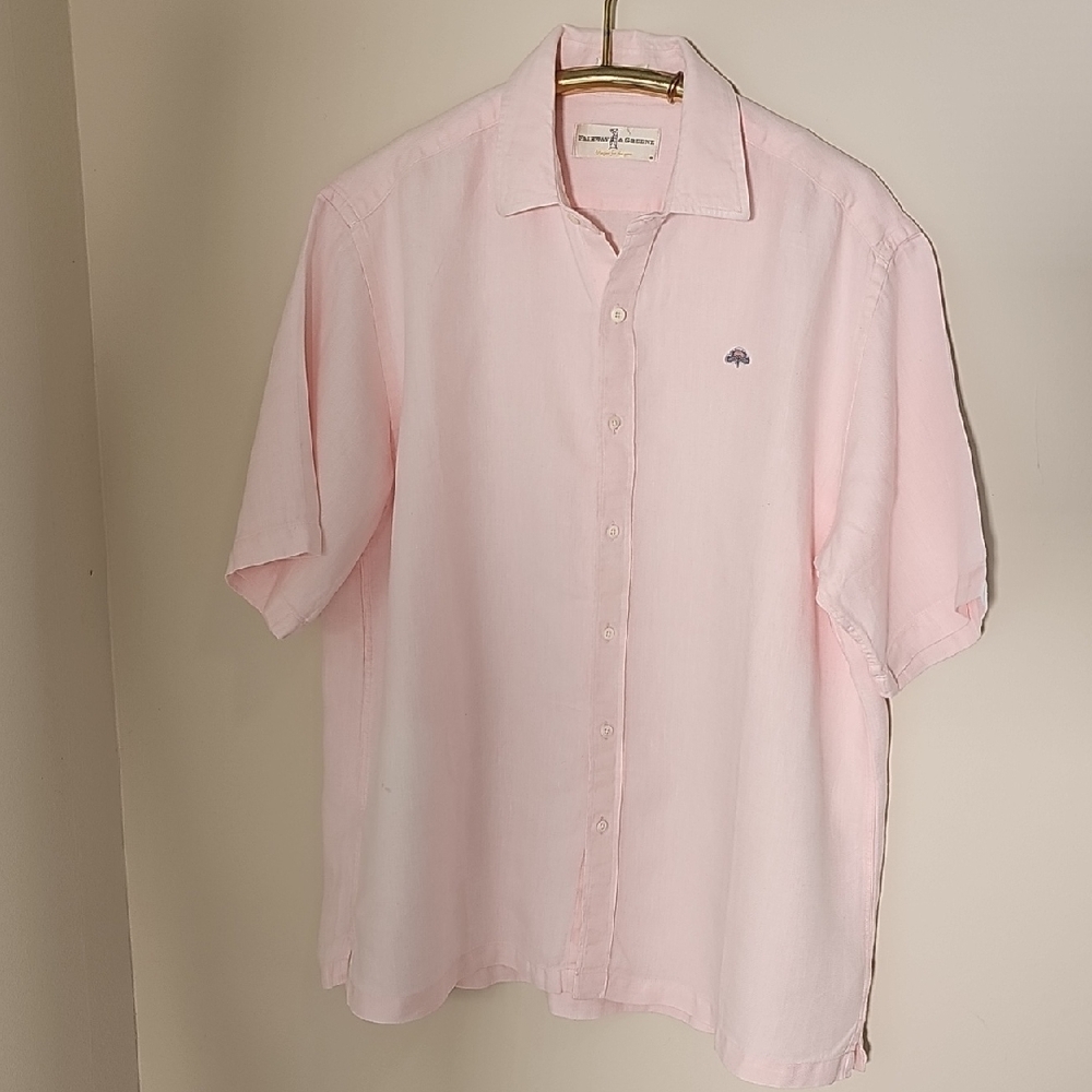 Men's Pink Short Sleeve Shirt By Fairway Greene. Size XL. 100% Linen.